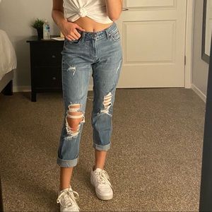 High Rise Distressed Mom Jeans